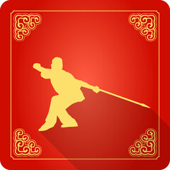 Traditional Chinese Kung Fu Master Icon, Flat Design