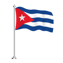 Cuban Flag. Isolated Wave Flag of Cuba Country.