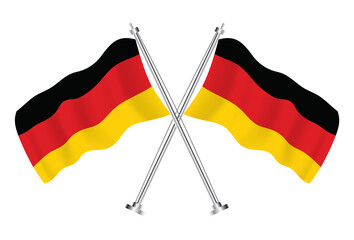 Crossed Flags of Germany. Isolated Wave Flags of Germany Country.