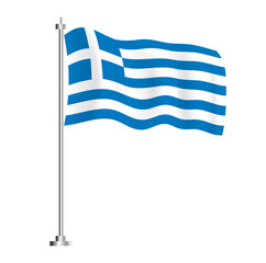 Greek Flag. Isolated Wave Flag of Greece Country.