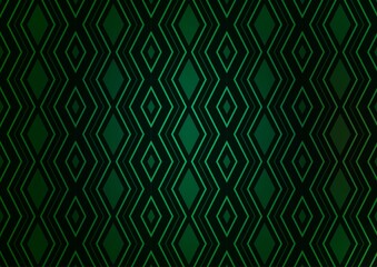 Dark Green vector background with lines, rhombuses.