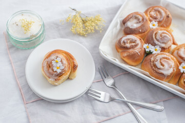 sweet home made elderflower lemon cinnamon rolls