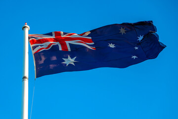 Australian flag waving in the wind