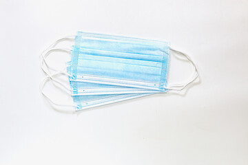 Medical mask  on white background, COVID 19 protection ,pollution, virus, Flu and Health care
