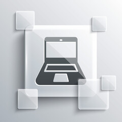 Grey Laptop icon isolated on grey background. Computer notebook with empty screen sign. Square glass panels. Vector.