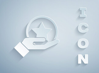 Paper cut USA Independence day icon isolated on grey background. 4th of July. United States of America country. Paper art style. Vector.