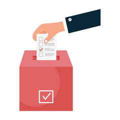hand holding vote paper and box design, President election government and campaign theme Vector illustration