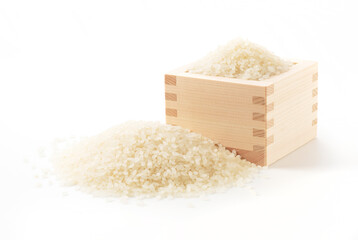White rice and Masu on a white background