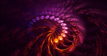 3D rendering abstract colorful fractal light background