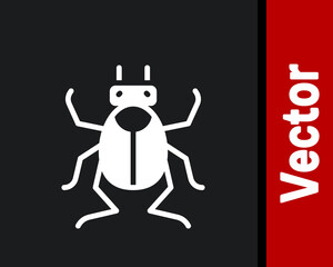 White Beetle bug icon isolated on black background. Vector.