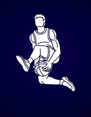 Fototapeta na wymiar Basketball player action cartoon sport graphic vector.