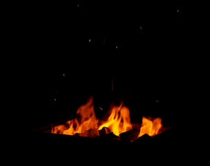 Fototapeta premium Fire on black background