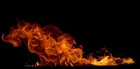 Fire on black background