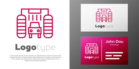 Logotype line Car wash icon isolated on white background. Carwash service and water cloud icon. Logo design template element. Vector Illustration.