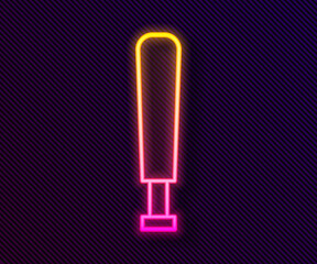 Glowing neon line Baseball bat icon isolated on black background. Sport equipment. Vector Illustration.