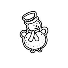  Gingerbread snowman. Hand drawn vector illustration in Doodle style