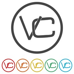 VC V C Letter Logo Design ring icon, color set