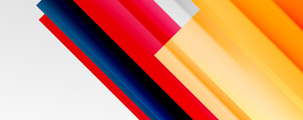 Geometric abstract backgrounds with shadow lines, modern forms, rectangles, squares and fluid gradients. Bright colorful stripes cool backdrops