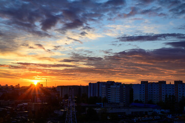 Fototapeta na wymiar Variety of colors. Night landscape photo of morning sunrise over