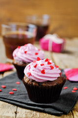 Chocolate chips chocolate cupcakes for Valentine's day