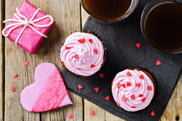 Chocolate chips chocolate cupcakes for Valentine's day