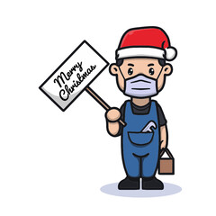 Plumber celebrating Christmas in pandemic