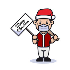 Baseball player celebrating Christmas in pandemic