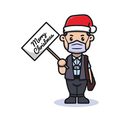 Postman celebrating Christmas in pandemic