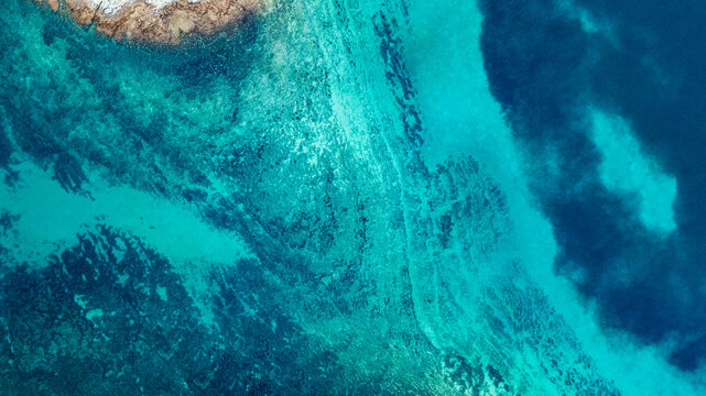 Drone view of the sea bed off the coast in Rovinj Croatia