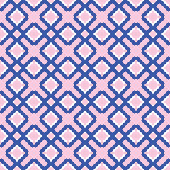 Vector seamless pattern texture background with geometric shapes, colored in blue, pink, white colors.