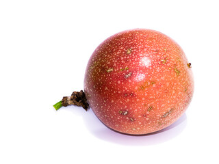 Pink passion fruit on white background