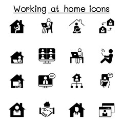 Working at home icons set vector illustration graphic design