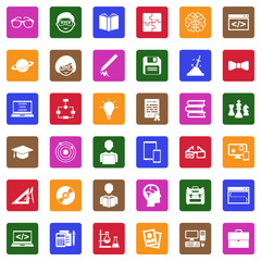 Fototapeta premium Geek Icons. White Flat Design In Square. Vector Illustration.