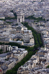 Aerial View of the city of Paris and the Arch of Triumph from the Eiffel Tower, Paris, France