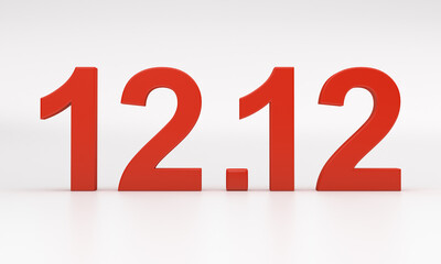 12.12 text sale shopping day decoration on white background. 3D rendering illustration