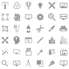 Graphic Design Icons. Gray Flat Design. Vector Illustration.