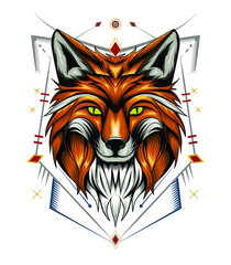fox illustration design template for tshirt, apparel.