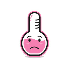 glass tube laboratory equipment cute character, expression face,  sad emoticon