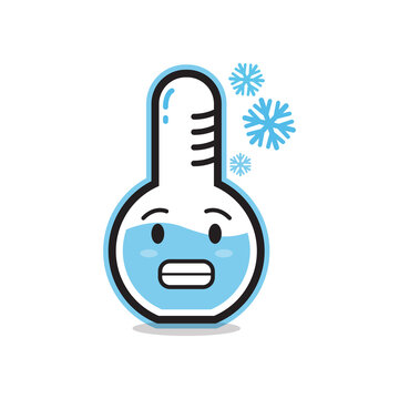 glass tube laboratory equipment cute character, expression face, cold shiver emoticon