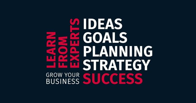 Grow your Business. Animated word cloud text. Kinetic typography Animation.