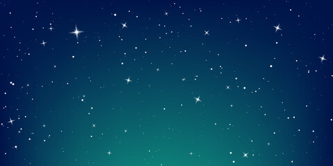 Dark night sky. Starry sky color background. Infinity space with shiny stars. Vector illustration