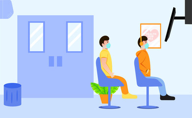 people are sitting for health checks in hospitals at the time of the coronavirus pandemic