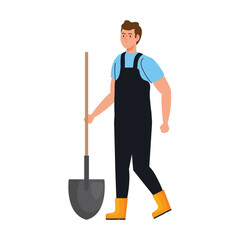 Gardening man with shovel design, garden planting and nature theme Vector illustration