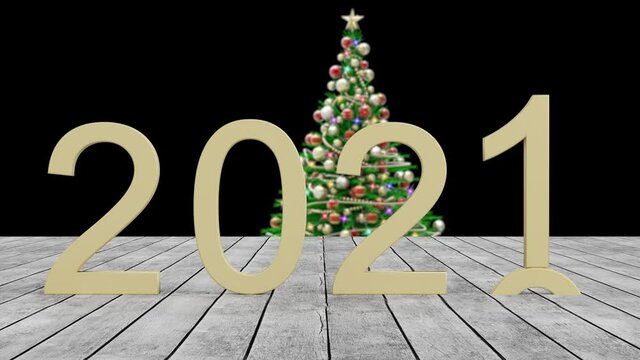 Filmato. Illustrazione 3D. Anno nuovo 2021. Capodanno 2021 in numeri. Il 2021 sostituisce il 2020..