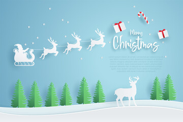 Merry Christmas banner template. illustration vector with paper cut style.