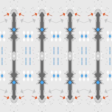 Seamless abstract pattern of geometric shapes in constructivism style.