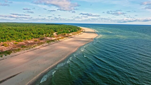 Empty beach on peninsula Hel on Baltic Sea in summer