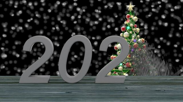 Filmato. Illustrazione 3D. Anno nuovo 2021. Capodanno 2021 in numeri. Il 2020 esplode e si forma il 2021..