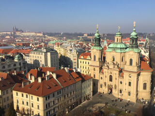 Naklejka na ściany i meble Aerial city view of Prague, Czech Republic