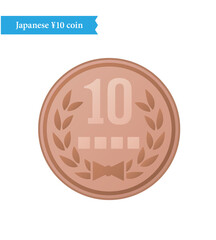 Japanese 10 yen coin bank vector illustration